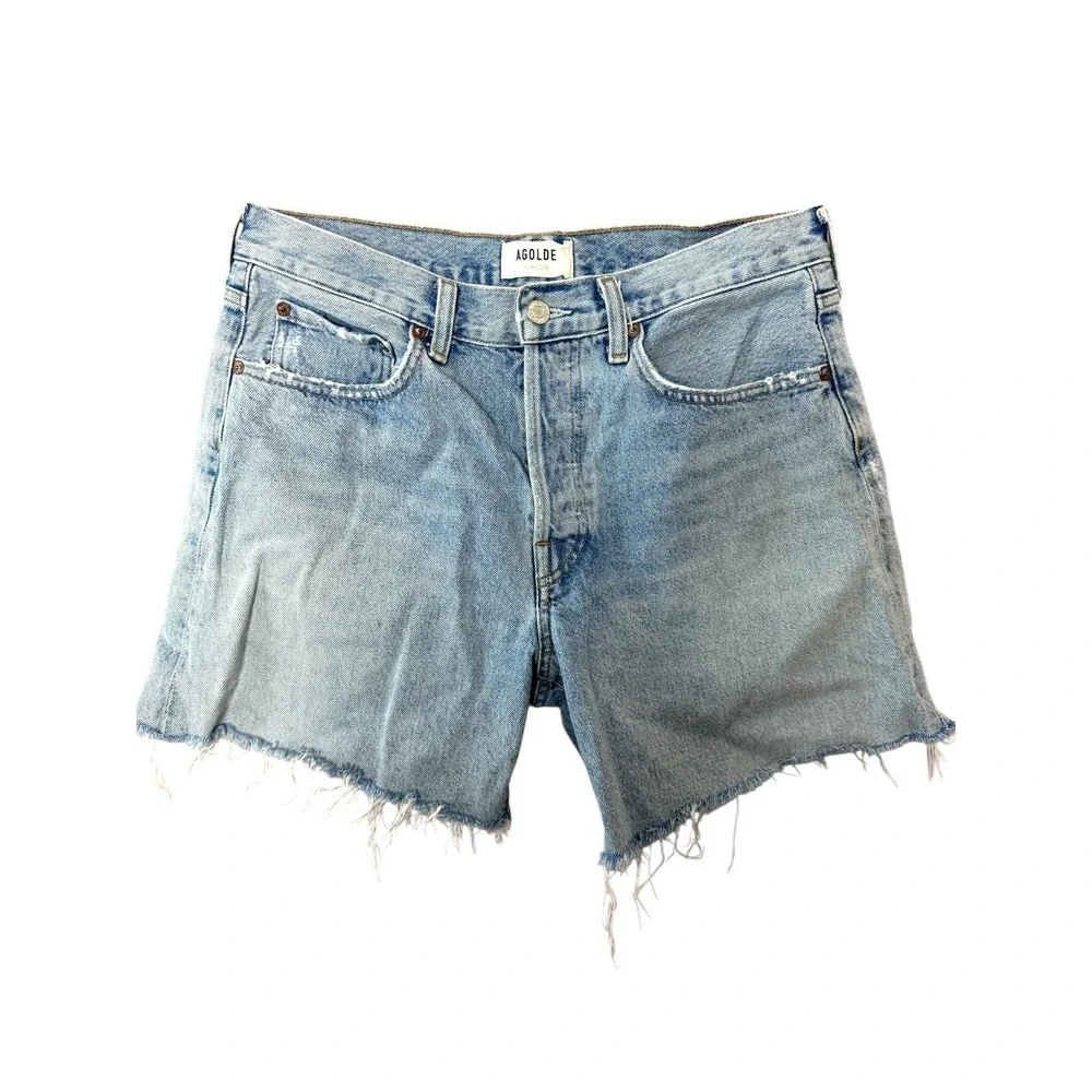 Agolde Blue Denim Shorts Resort Summer Beach